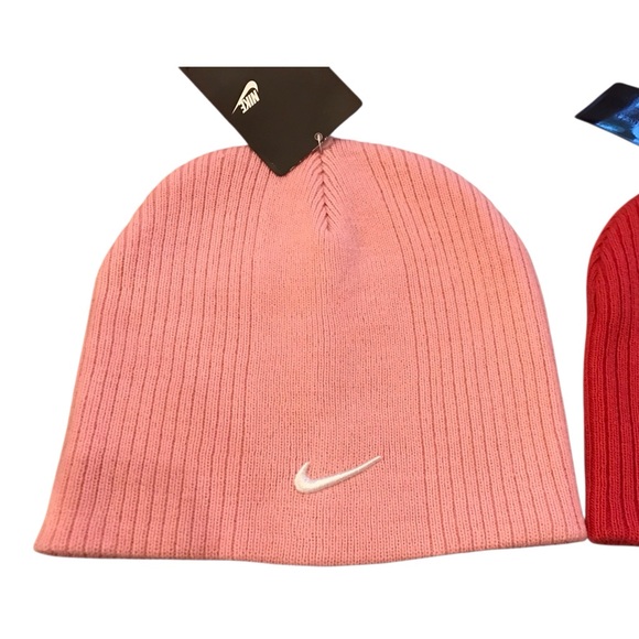 VTG NWT 2‎ YOUTH NIKE Size 7-16 TOBOGGAN/BEANIE LIGHT PINK/ HOT PINK NIKE LOGO - Picture 3 of 5